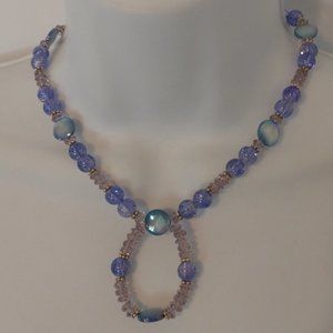 Purple Beaded Necklace Periwinkle Beads Hand Made